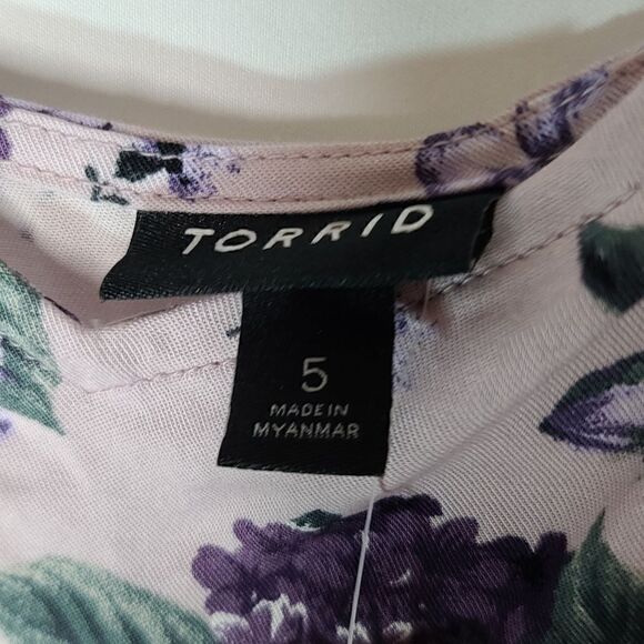 5X 28W Torrid Ava Purple Challis Cami Floral Light - Picture 7 of 11